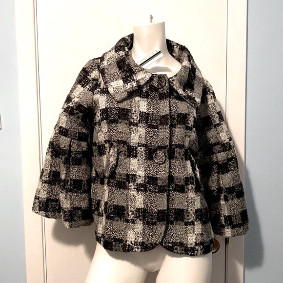 Grey, White, Black Tartan Print checkered coat - Picture 4 of 5